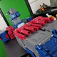 Pictured here: Flying fortress mode, possibly in a race with the Batmobile.